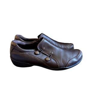 aos 8.5 Encore Slip On Loafers $140 Casual Shoes Leather COMFORT Clogs Brown